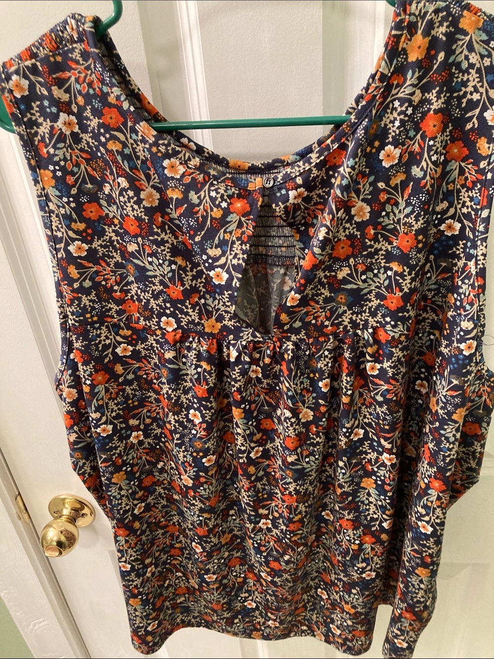 Massini Navy Floral Sleeveless Camisole with Orange & Cream Blooms